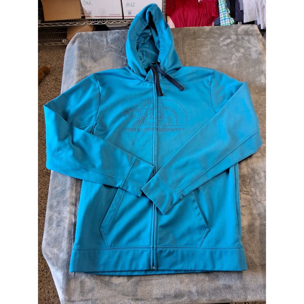 The North Face Mens Blue Full Zip Hoodie Fine Alpine Equipment Fleece Jacket L